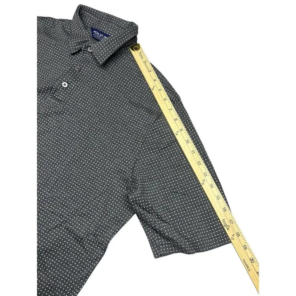 Polo Golf Ralph Lauren Shirt M Pima Cotton Peru Gray Dot Pattern Excellent